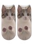 Casual Contrast Color Animal Cat Dog Pattern Cotton Socks Everyday Accessories