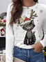 Loose Casual Christmas Crew Neck T-Shirt