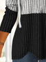 Zipper Black Asymmetric Hem Long Sleeve Hoodie