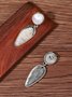 Silver Pearl Inlaid Shell Cropped Earrings Casual Everyday Commuter Jewelry