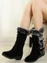 Faux Fur Warm Suede Slope Heel Snow Boots