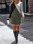 Color Block Casual Regular Fit V Neck Dress