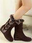 Faux Fur Warm Suede Slope Heel Snow Boots