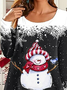 Casual Loose Crew Neck Christmas Top