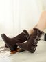 Faux Fur Warm Suede Slope Heel Snow Boots