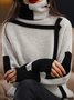 Color Block Casual Turtleneck Wool/Knitting Sweater