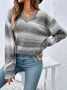 V Neck Wool/Knitting Casual Loose Sweater