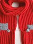 Casual Red Wool Webbing Pocket Cat Pattern Long Scarf Christmas New Year's Accessories