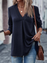 Casual Solid V Neck Tee