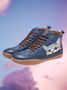 Funny Cat Splicing Leather Casual Boots