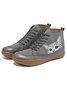 Funny Cat Splicing Leather Casual Boots