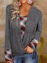 Cross Neck Lace-Up Plaid Casual Top