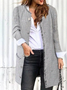 Long Sleeve Open Front Cardigan Pockets Woolen Knit Coat