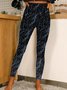 High elastic cropped Pants with glittering printing Leggings