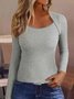 Textured Knitted Long Sleeve Bottoming Shirt