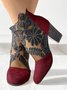 Lace Split Joint Chunky Heel Sandals Boots with Back Zip