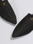 Plus Size Denim Button Decor Point Toe Flat Mules