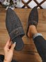 Plus Size Denim Button Decor Point Toe Flat Mules