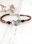 Ethnic Vintage Silver Heart Leather Bracelet Bohemian Vacation Jewelry