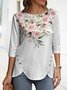 Knitted Buttoned Casual Crew Neck Top