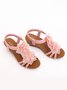 Bohemian Applique Beaded Slip On Wedge Sandals