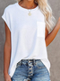 Women Casual Plain Crew Neck Pocket Summer T-Shirt