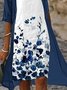 Charming Two Pieces V Neck Floral Half Sleeve Mother of the Bride Groom Wedding Guest Formal Dress With Cardigan
