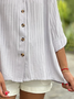 Casual Buttoned Cotton-Blend Striped Blouse