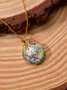 Transparent Time Stone Bird Floral Pattern Pendant Necklace Vintage Jewelry