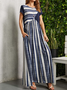 Striped Casual Regular Fit Cotton-Blend Dress