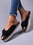 Bow Decorative Woven Platform Sandals