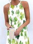 Casual Four-Leaf Clover Regular Fit Halter Dress