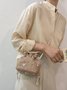 Floral Embroidery Woven Bucket Bag