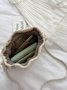 Floral Embroidery Woven Bucket Bag