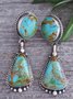 Ethnic Turquoise Geometric Drop Earrings Vintage Jewelry