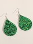 St. Patrick Clover Leather Earrings Holiday Party Jewelry Irish Festival