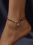 Boho Turtle Starfish Pattern Leather Rope Anklet Beach Vacation Dress Jewelry