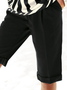 Women Pockets Loose Plain Casual Shorts