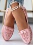 Elegant Applique Bowknot Decor Lace Split Joint Flat Shoes
