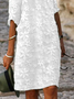 Women Plain Elegant Lace Floral Casual Vacation V Neck Half Sleeve Cotton Linen Dress