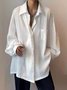 Plain Shirt Collar Casual Blouse