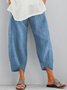 Women Summer Tulip Hem Elastic Waist Pockets Comfy Lounge Workout Plain Cotton Pants