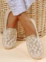Elegant Embroidery Lace Pearl Decor Breathable Flats Shoes