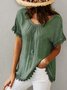 Casual Plain Summer Daily Lace Crew Neck Short sleeve Tunic