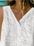 Women Casual Floral Lace Plain Loose Sleeveless V Neck Summer Tank Top
