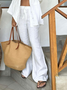 Cotton And Linen Plain Loose Linen Pants