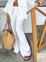 Cotton And Linen Plain Loose Linen Pants