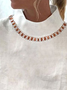 Women Hollow Out Lace Turtleneck Plain Sleeveless Cotton And Linen Tank Top Cami Top