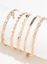 5Pcs Gold Heart Pattern Casual Multilayer Anklet Set Bohemian Vacation Jewelry