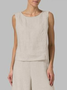 Summer Outfits Casual Plain Cotton and Linen Suits Sleeveless Tank Top and Pants Two-Piece Sets